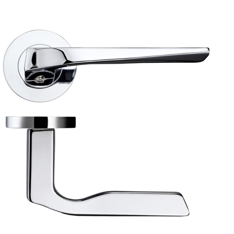 Lyra Lever on Round Rose - Polished Chrome-Polished Chrome