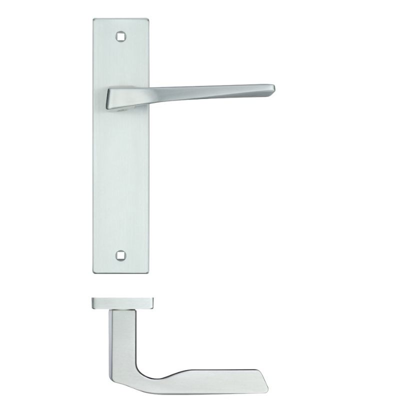 Lyra Lever Latch On Backplate - 190x42mm - Satin Chrome-Satin Chrome