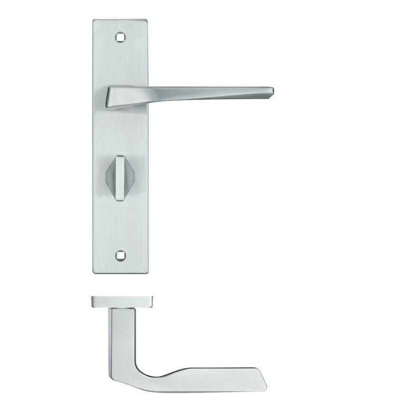 Lyra Lever Bathroom (57mm c/c) On Backplate - 190x42mm - Satin Chrome-Satin Chrome