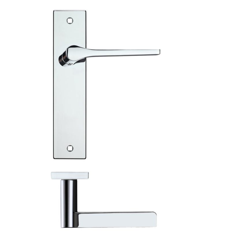 Draco Lever Latch On Backplate - 190x42mm - Polished Chrome-Polished Chrome