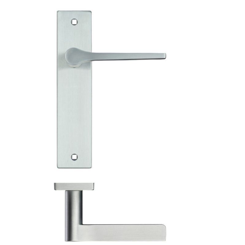 Draco Lever Latch On Backplate - 190x42mm - Satin Chrome-Satin Chrome