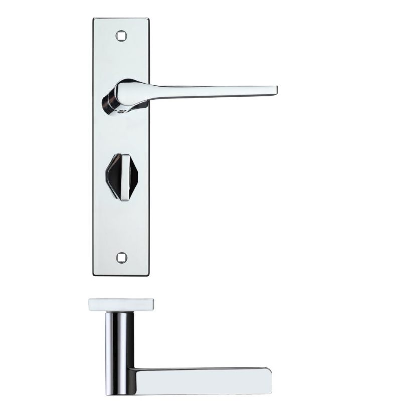 Draco Lever Bathroom (57mm c/c) On Backplate - 190x42mm - Polished Chrome-Polished Chrome