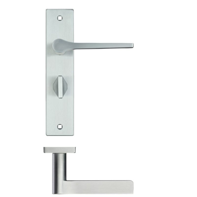 Draco Lever Bathroom (57mm c/c) On Backplate - 190x42mm - Satin Chrome-Satin Chrome