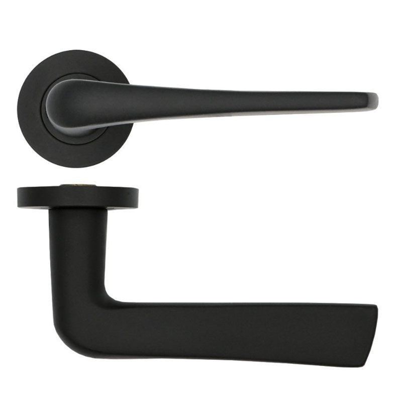 Como Lever on Round Rose-Powder Coat Black