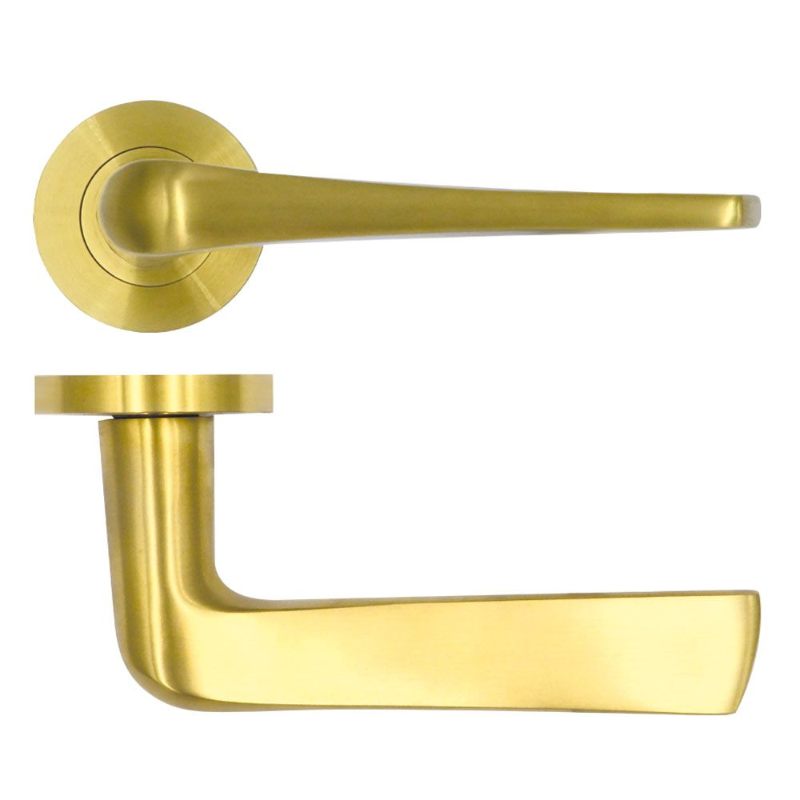 Como Lever on Round Rose-PVD Satin Brass