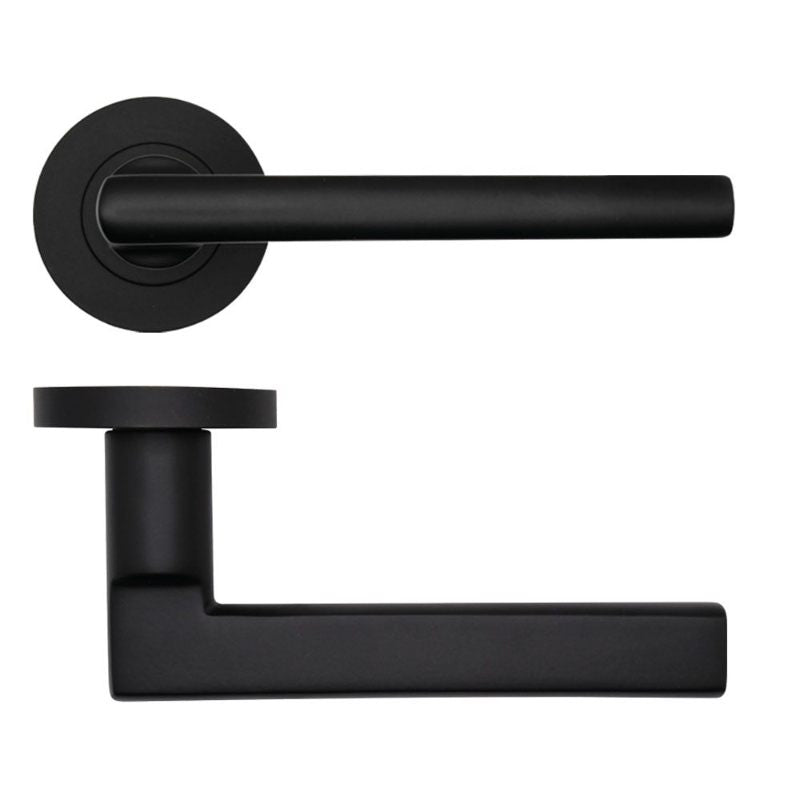 Varese Lever on Round Rose-Powder Coat Black