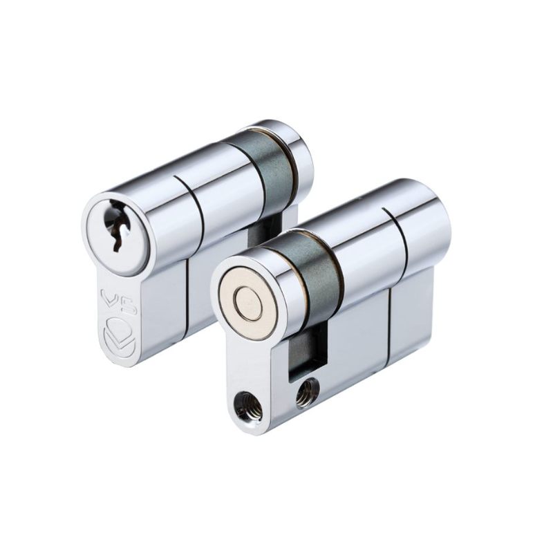 V5 45mm Euro Single Cylinder Cylinder Keyed to Differ -Polished Chrome