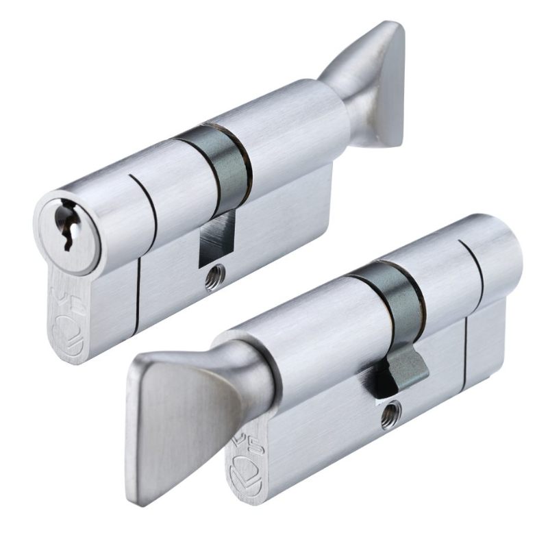 V5 70mm Cylinder and Turn Keyed to Differ -Satin Chrome