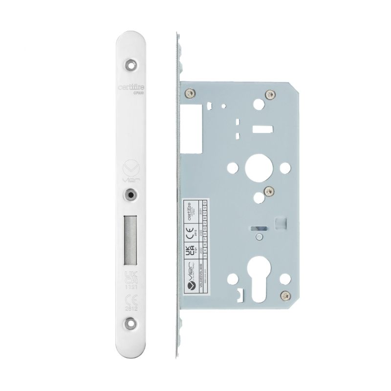 Din Euro Deadlock- Backset 60mm - 2 Pc Forend - Radius - PSS - Polished Stainless Steel-Polished Stainless