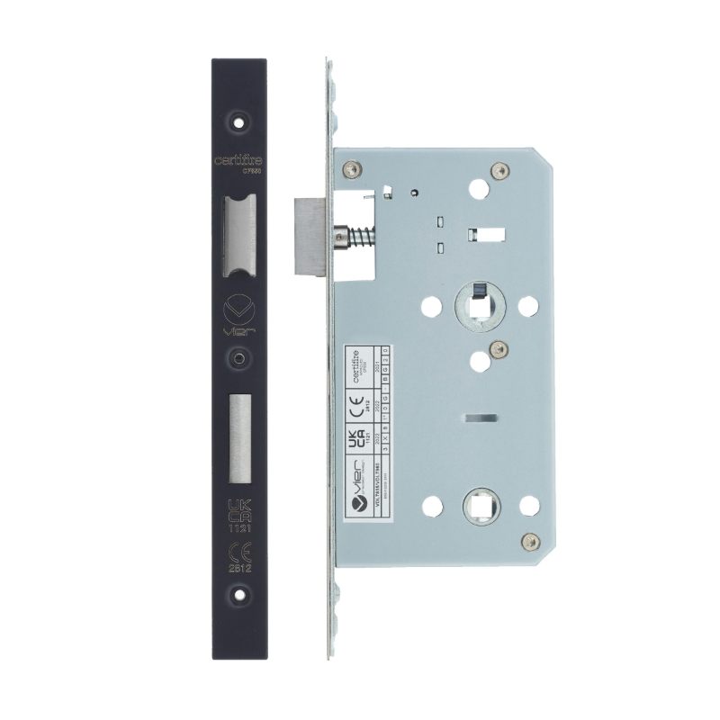Din Bathroom- Backset 60mm - 2 Pc Forend - Square - PVDBLK - PVD Black-Powder Coat Black
