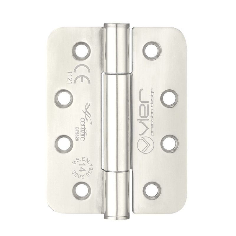 Grade 14 Concealed Bearing Hinge Stainless Steel Radius - Grade 201 - 102 x 76 x 3mm (PAIR)-Satin Stainless