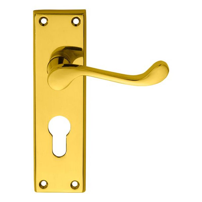 Carlisle Brass Victorian Scroll Lever on Euro Lock Backplate