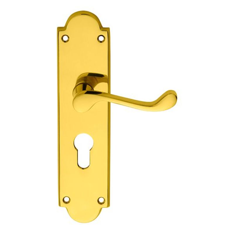 Carlisle Brass Victorian Scroll Lever on Shaped Euro Lock Backplate