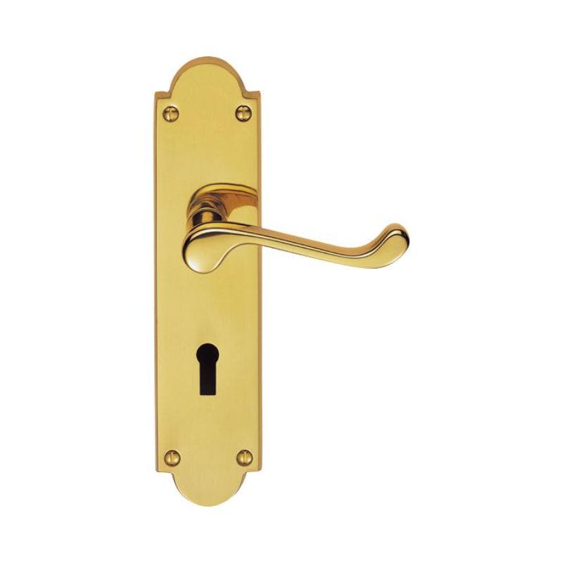 Carlisle Brass Victorian Scroll Lever on Shaped Lock Backplate