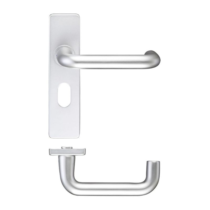 Return to Door Lever on Oval Profile Backplate (48.5MM)-Satin Aluminium