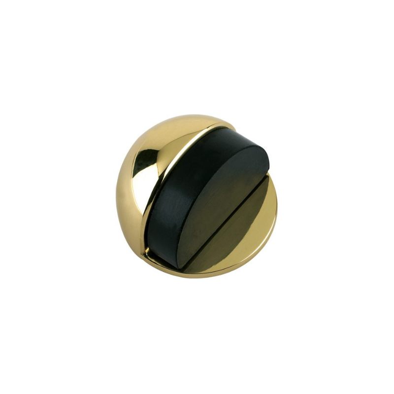 Door Stop - Floor Mounted - Oval 45mm dia.-Polished Brass