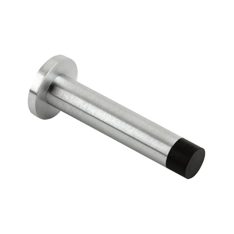 Door Stop - Cylinder c/w Rose 80mm-Satin Chrome