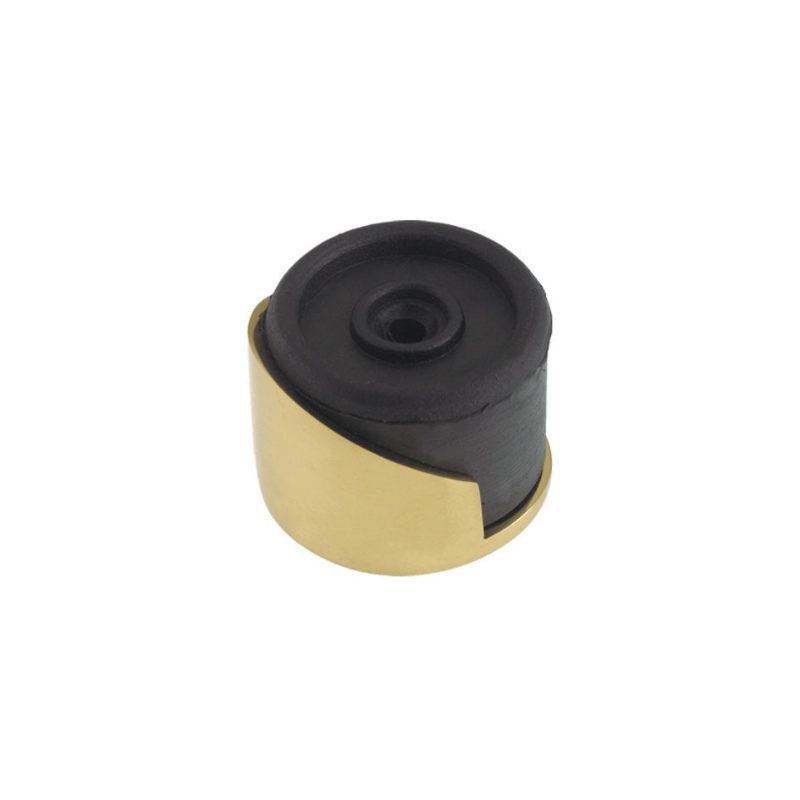 Round Floor Mounted Door Stop-Polished Brass