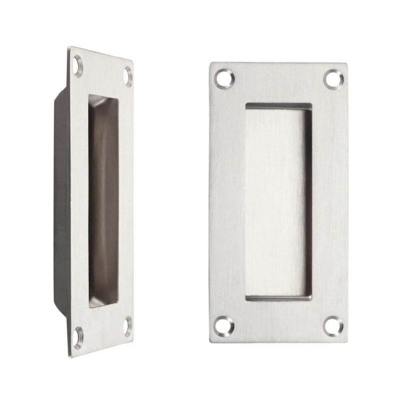 Flush Pull - 100mm x 50mm-Satin Stainless