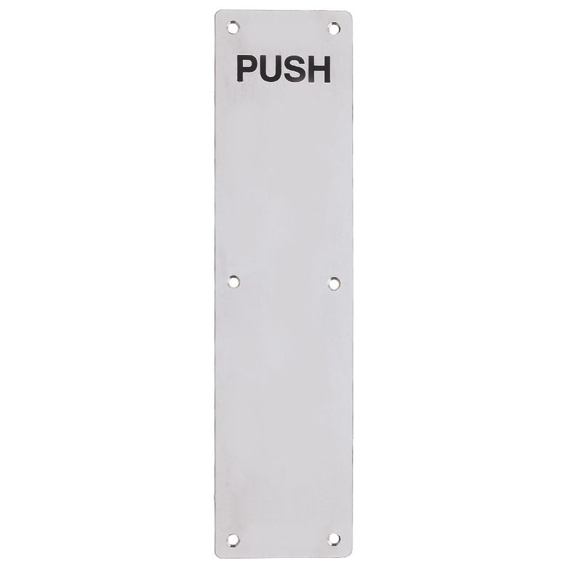 Finger Plate - Push (Radius) 75mm x 300mm-Satin Stainless
