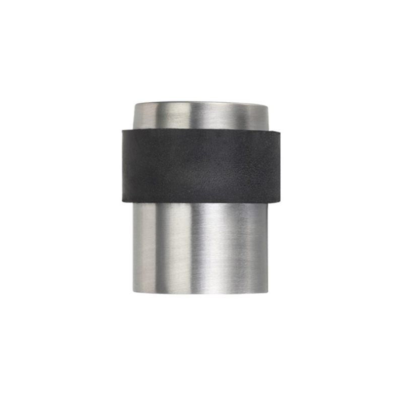 Door Stop Floor Mounted - Round Collared Flat Top 35mm dia-Satin Stainless