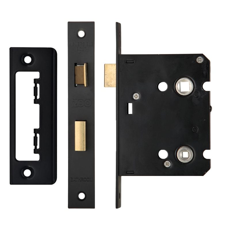 Bathroom Lock 3" - 57mm c/c-Powder Coat Black
