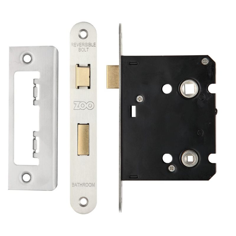 Bathroom Lock 3" - 57mm c/c Radius Forends-Satin Stainless