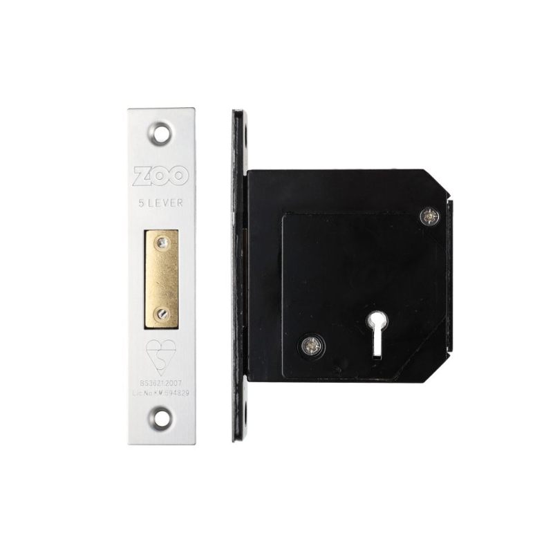 British Standard 5 Lever Deadlock - 80mm c/w Esc - Chubb Retro Fit 3G114-Satin Stainless