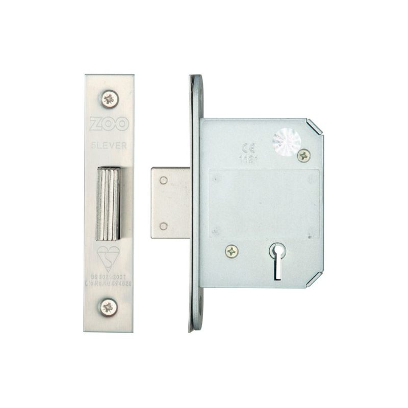 British Standard 5 Lever Deadlock - 64mm-Satin Stainless