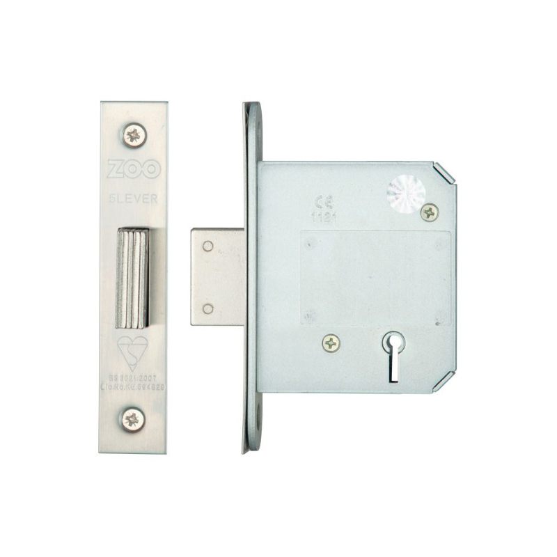 British Standard 5 Lever Deadlock - 76mm-Satin Stainless