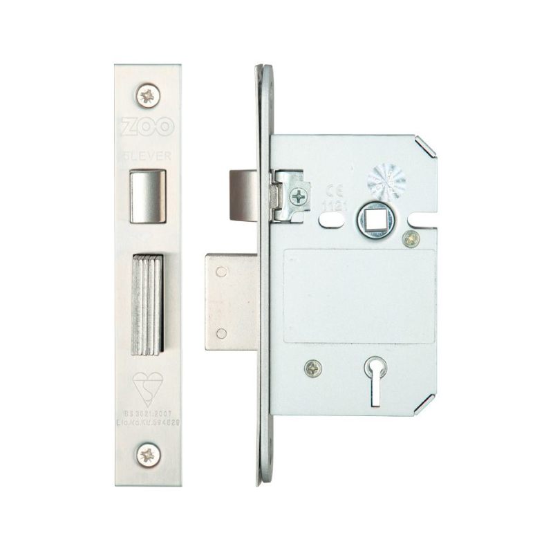 British Standard 5 Lever Sashlock - 64mm-Satin Stainless