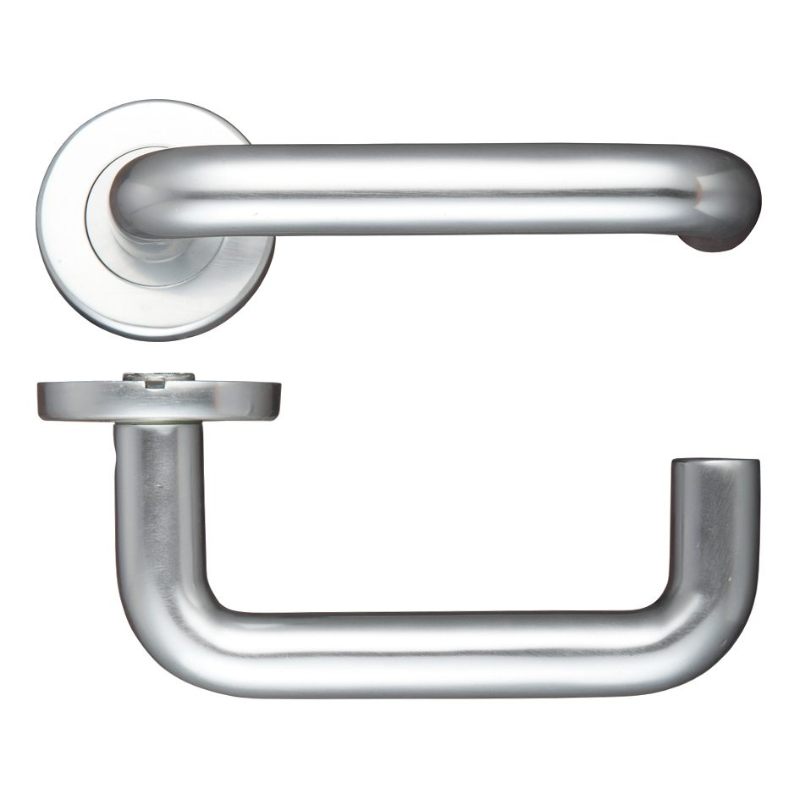 19mm Return to Door Lever on Round Rose-Satin Aluminium