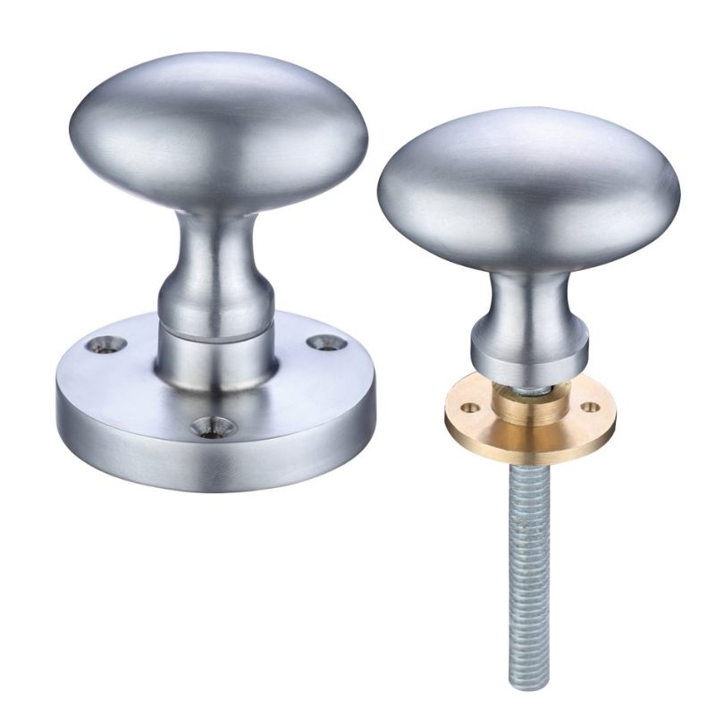 Zoo Oval Rim Knob 60.5mm rose dia-Satin Chrome