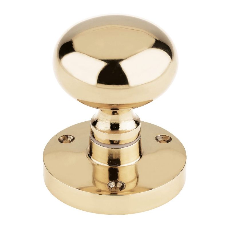 Zoo Mushroom Mortice Knob 61.5mm Rose dia. 52mm dia knob-Polished Brass