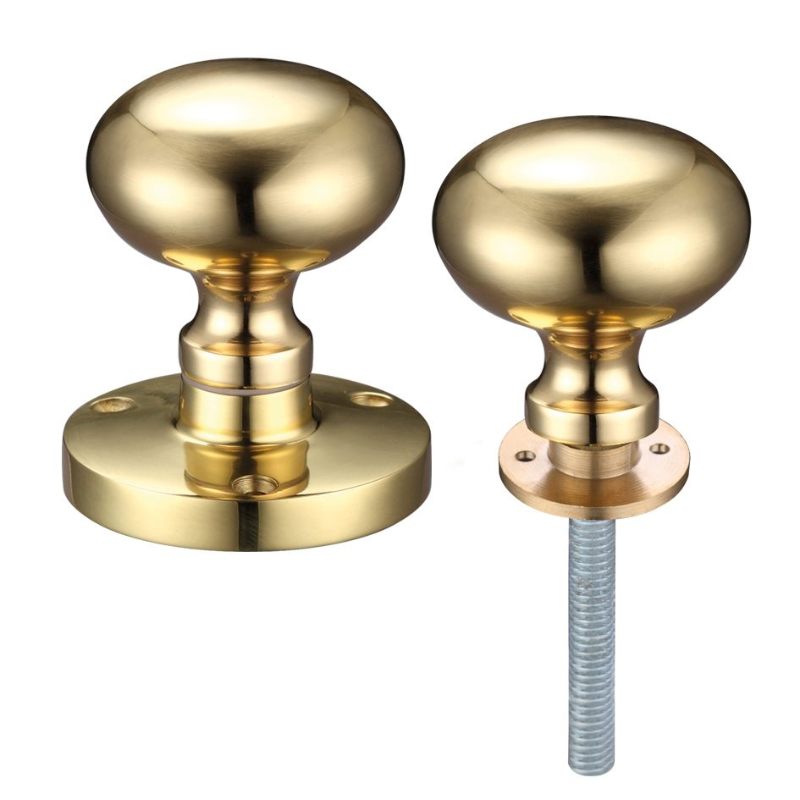 Zoo Mushroom Rim Knob 61.5mm Rose dia. 52mm dia knob-Polished Brass
