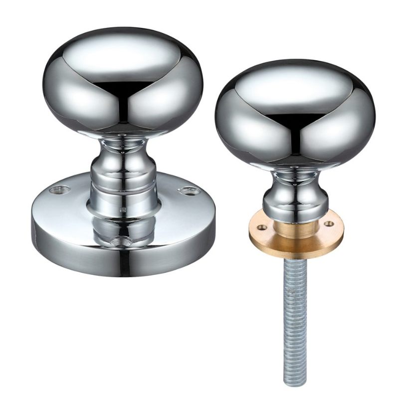 Zoo Mushroom Rim Knob 61.5mm Rose dia. 52mm dia knob-Polished Chrome