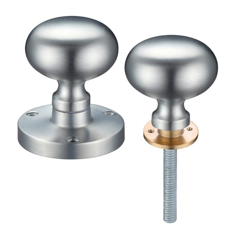 Zoo Mushroom Rim Knob 61.5mm Rose dia. 52mm dia knob-Satin Chrome