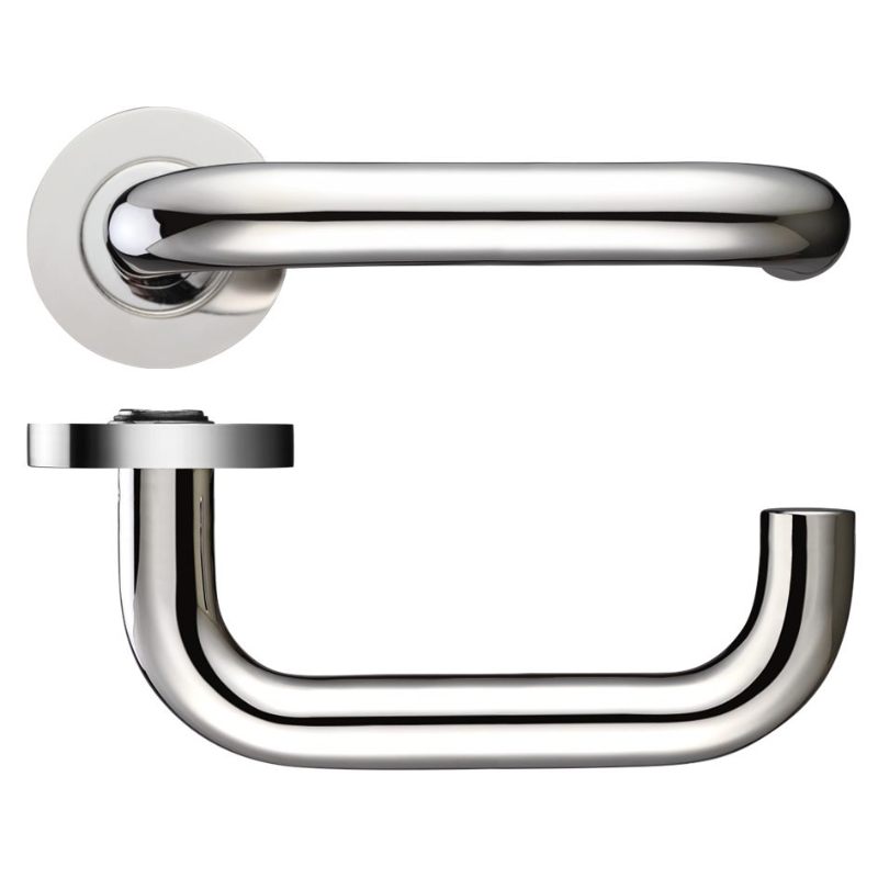 19mm Return to Door Lever on Round Rose-Polished Stainless