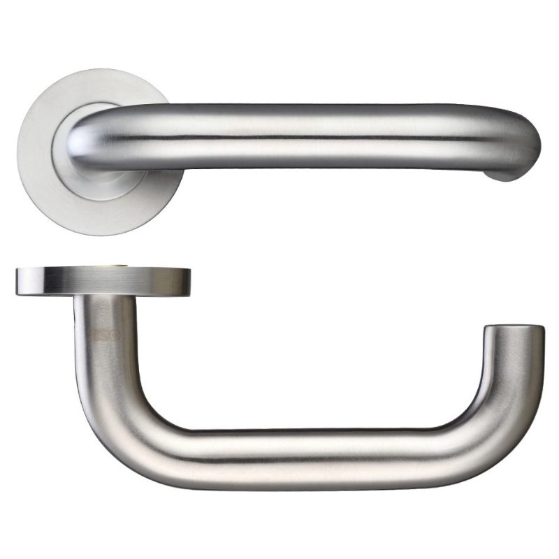 19mm Tubular Return to Door Lever -Push On Rose - Grade 304-Satin Stainless