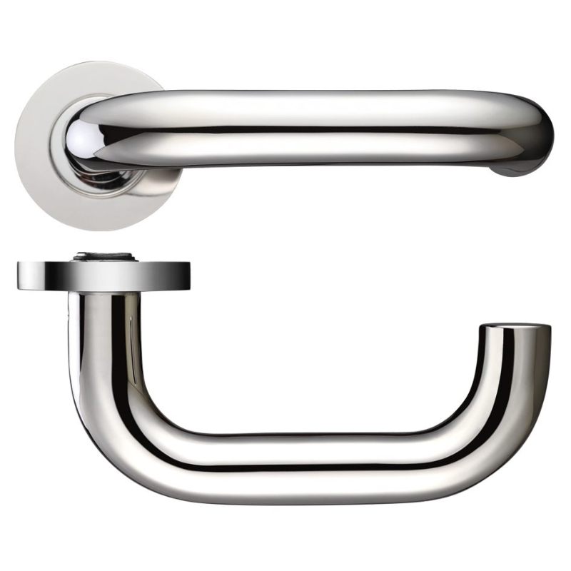 22mm Return to Door Lever on Round Rose-Polished Stainless