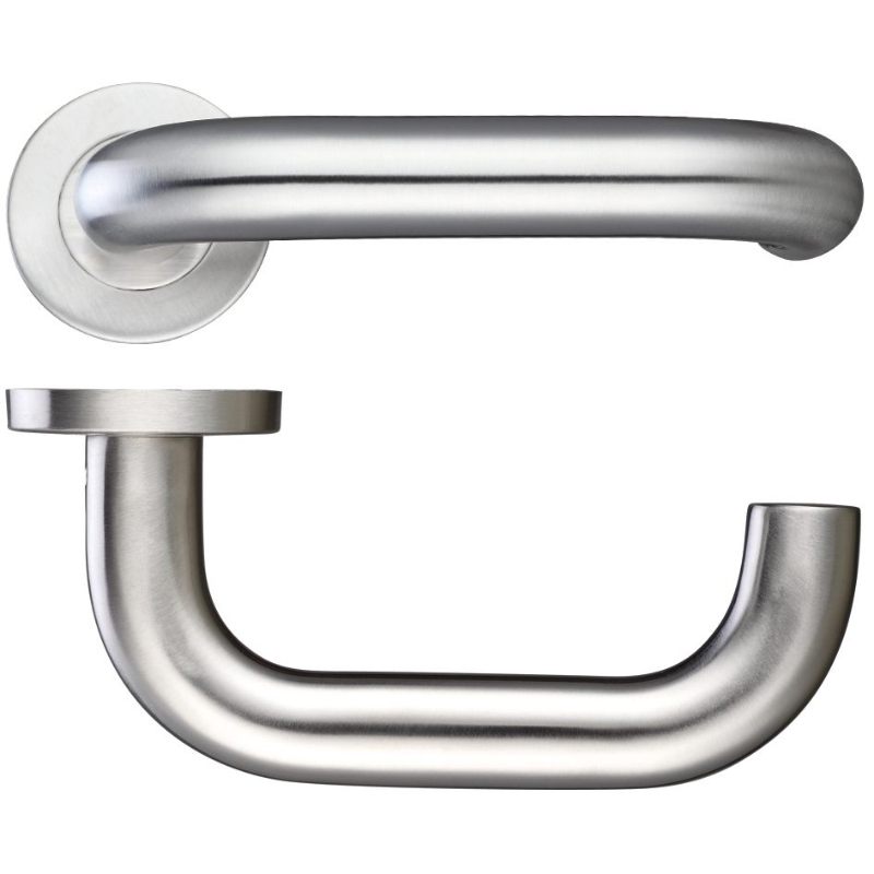 22mm Return to Door Lever - Push On Rose - 52mm Dia - Grade 201-Satin Stainless