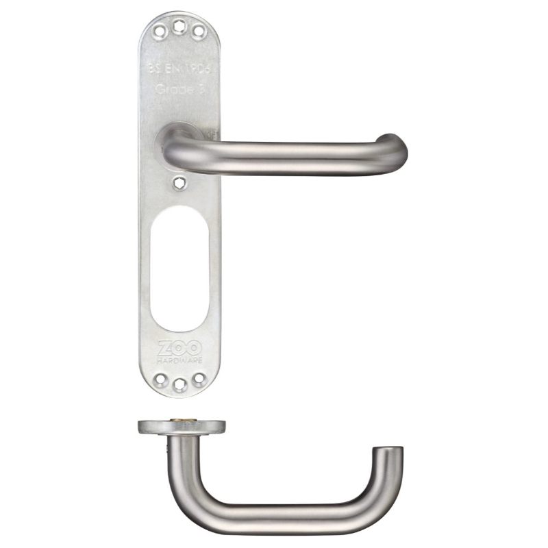 19mm Tubular Return to Door Lever on Inner Plate"-Satin Stainless