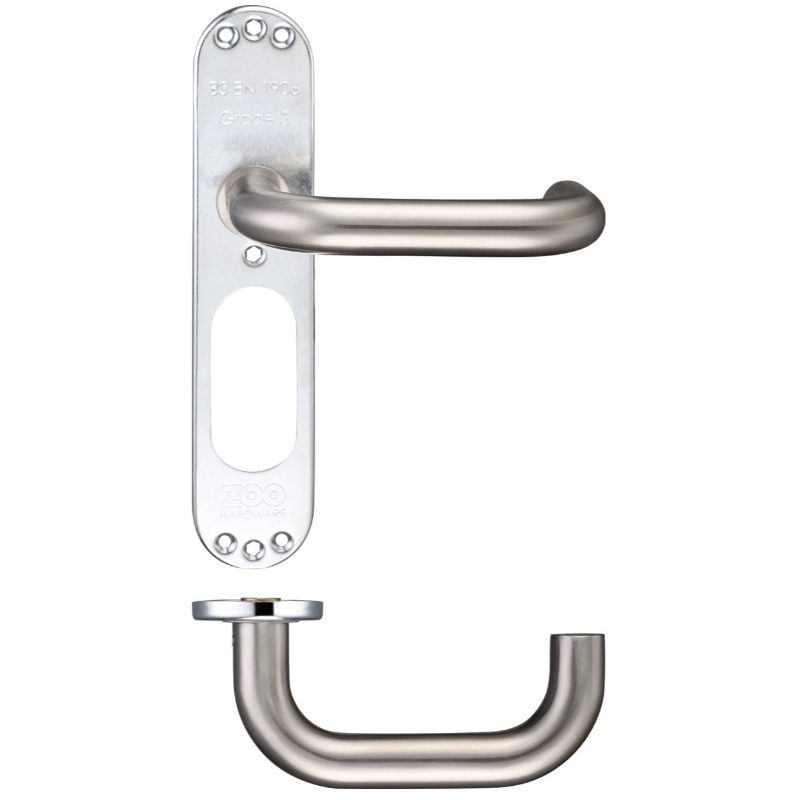 22mm Tubular Return to Door Lever on Inner Plate-Satin Stainless