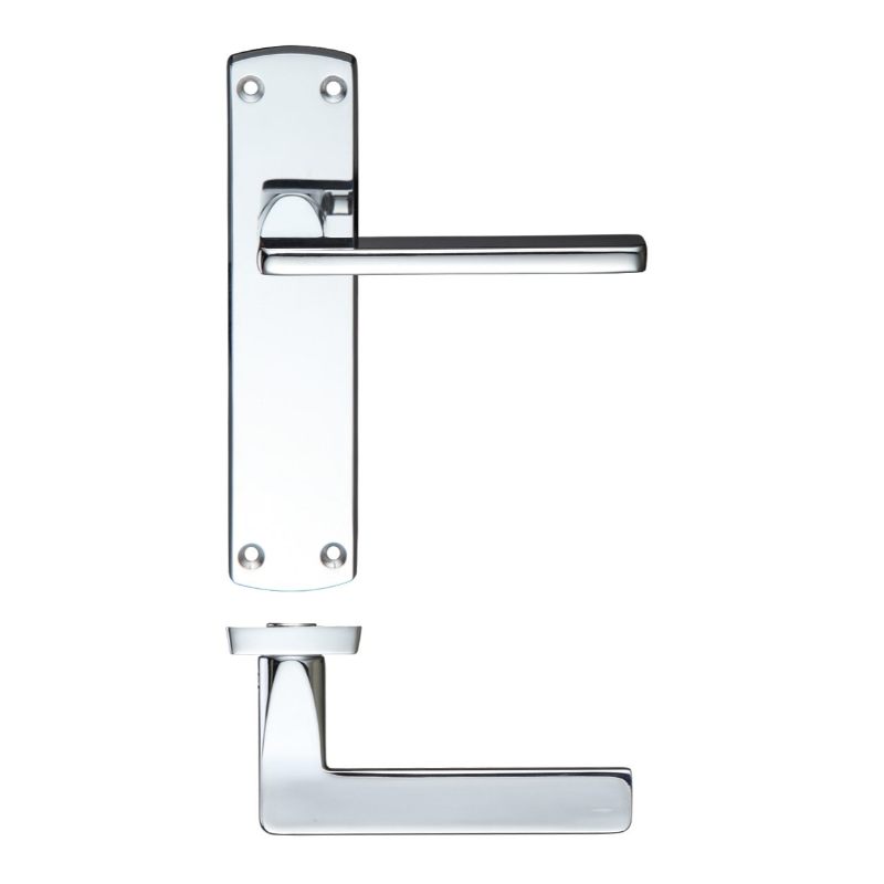 Leon Lever Latch On Backplate 170mm x 40mm-Polished Chrome