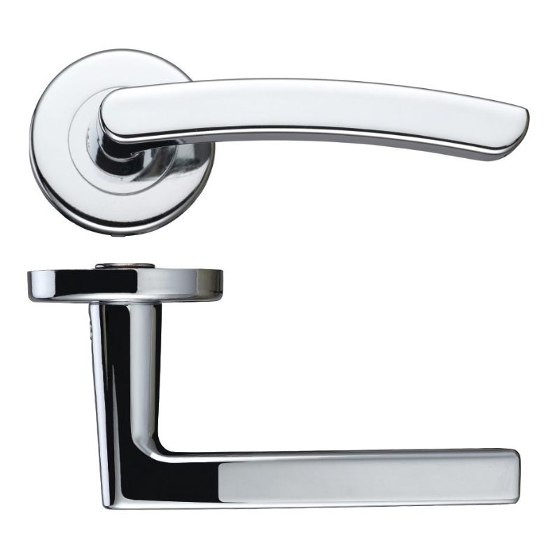 Santiago Lever - Push On Rose -115mm x 65mm-Polished Chrome