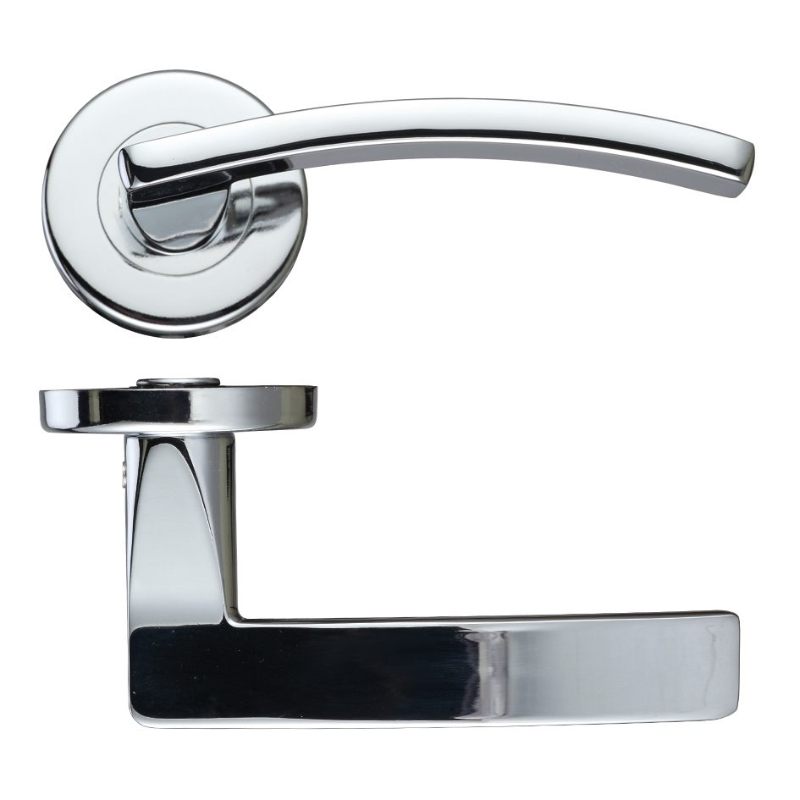 Toledo Lever - Push On Rose -115mm x 65mm-Polished Chrome