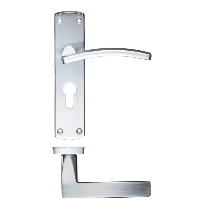 Toledo Lever Euro Lock (47.5mm c/c) On Backplate 170x40mm-Satin Chrome
