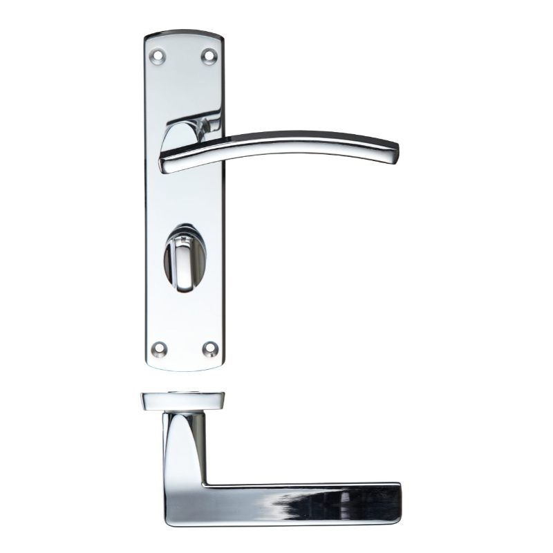 Toledo Lever Bathroom (57mm c/c) On Backplate 170mm x 40mm-Polished Chrome