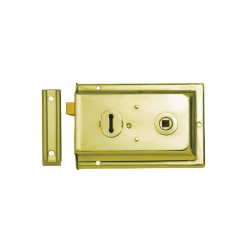 Iron Rim Lock - Fluted Electro Brass