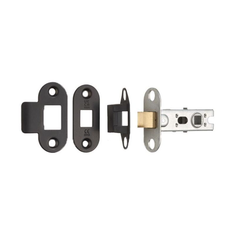 Carlisle Brass 64mm Ce B/T Tubular Mortice Latch Radius Matt Black